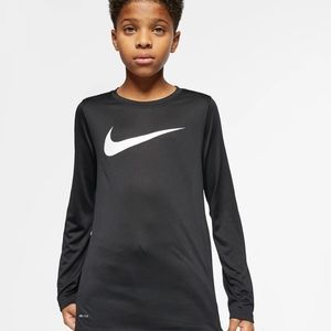 Boys Nike Dri-fit Long Sleeve Shirt Youth Medium Black